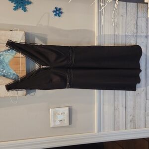 EUC Free People Women's sz 0 embroidered trim sleeveless black Mini Dress